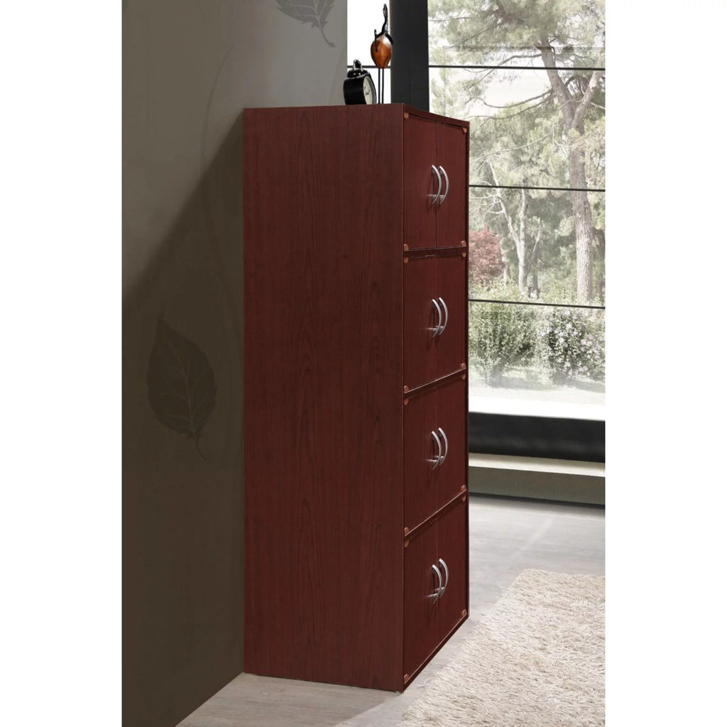 Mahogany Brown Bookcase Cabinet with Doors J650