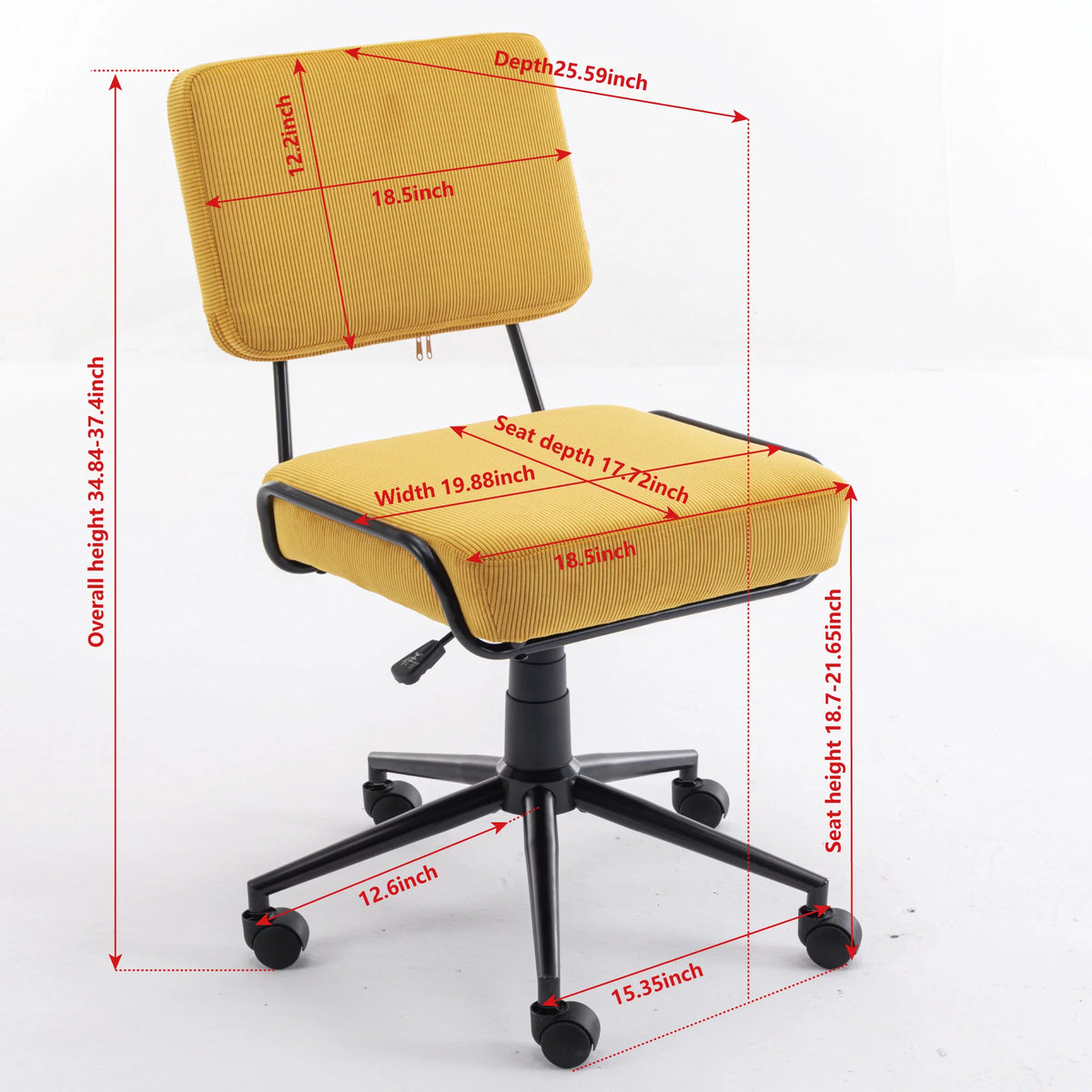 White Corduroy Adjustable Swivel Desk Chair P565