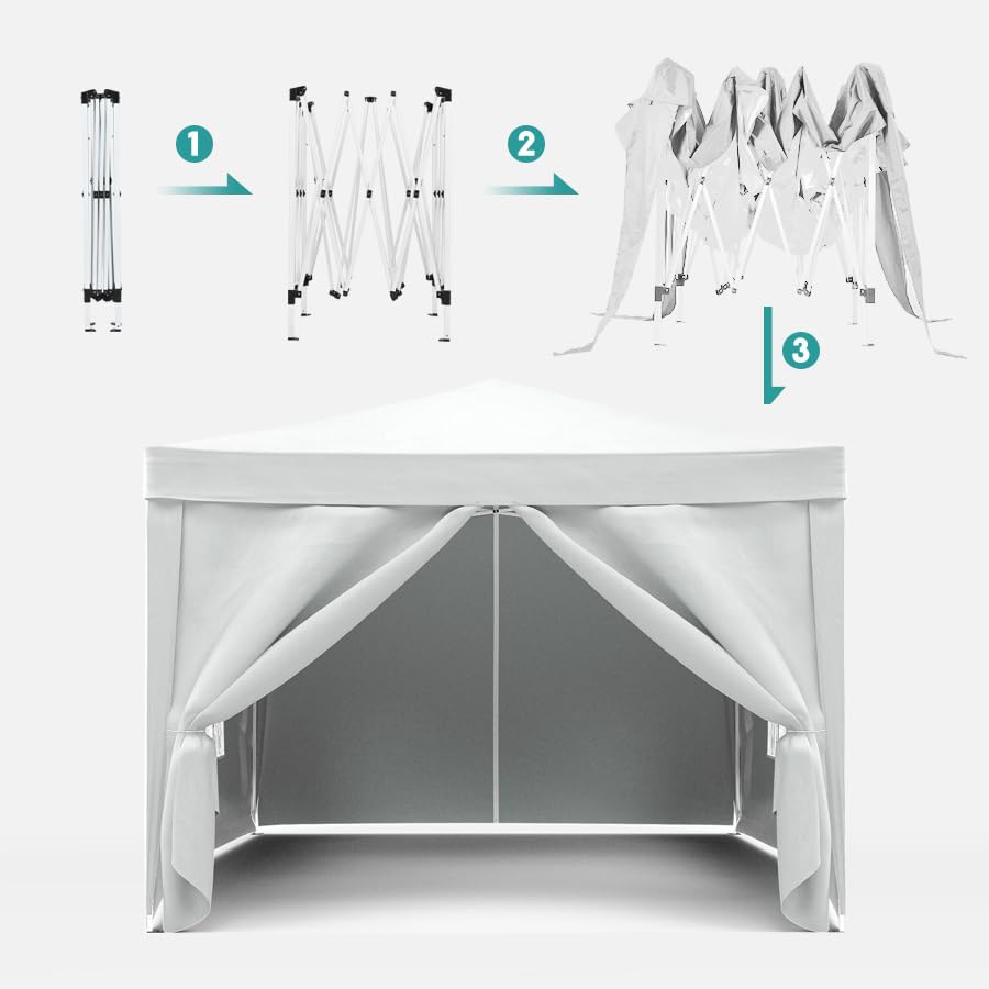 10x20 White Pop Up Canopy Tent with 6 Sidewalls Z20054