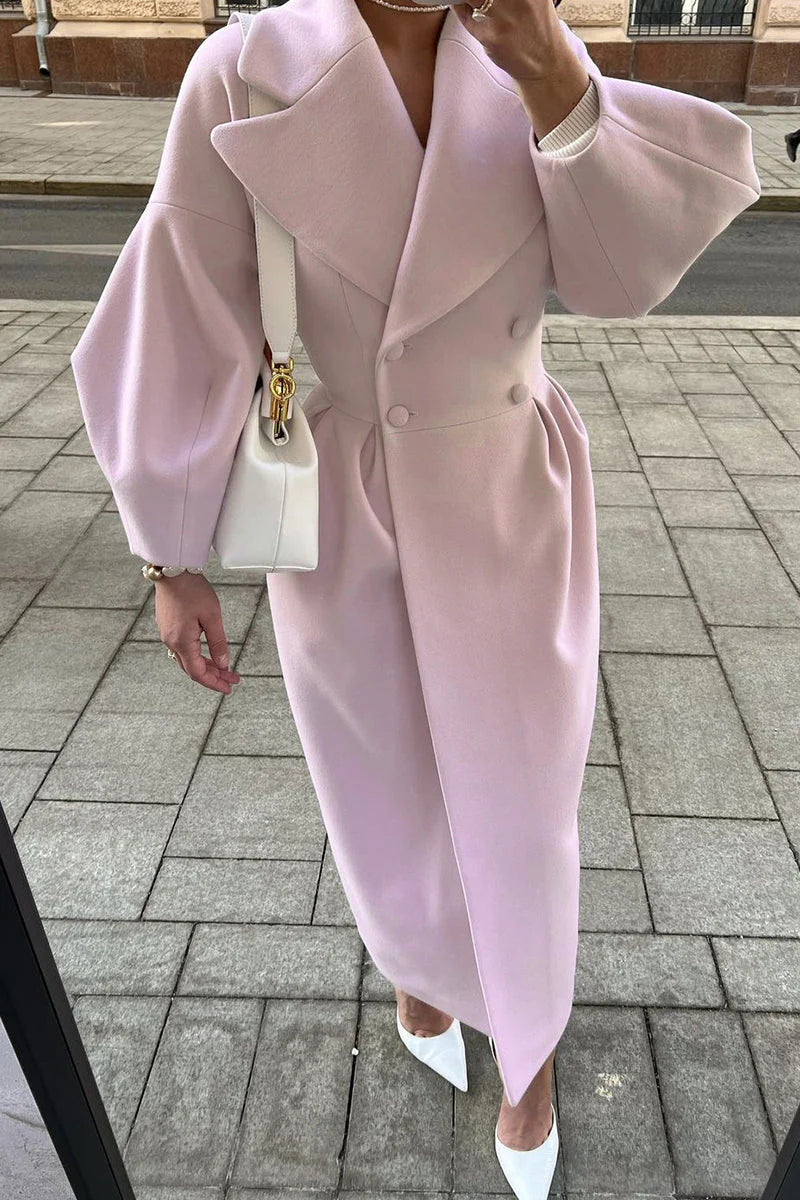 Solid Turndown Collar Outerwear E217455