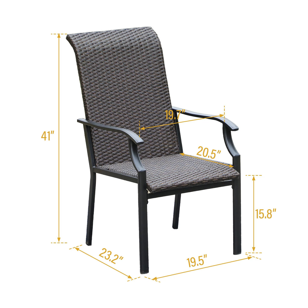 Patio Wicker Rattan Dining Chairs Set of 4 Dark Brown Y59864