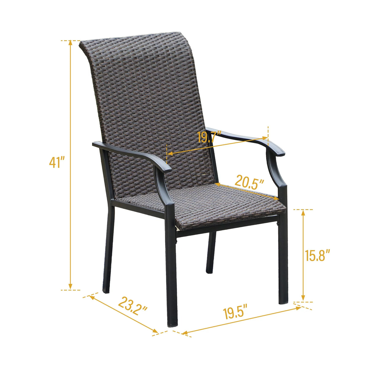 Patio Wicker Rattan Dining Chairs Set of 4 Dark Brown Y59864