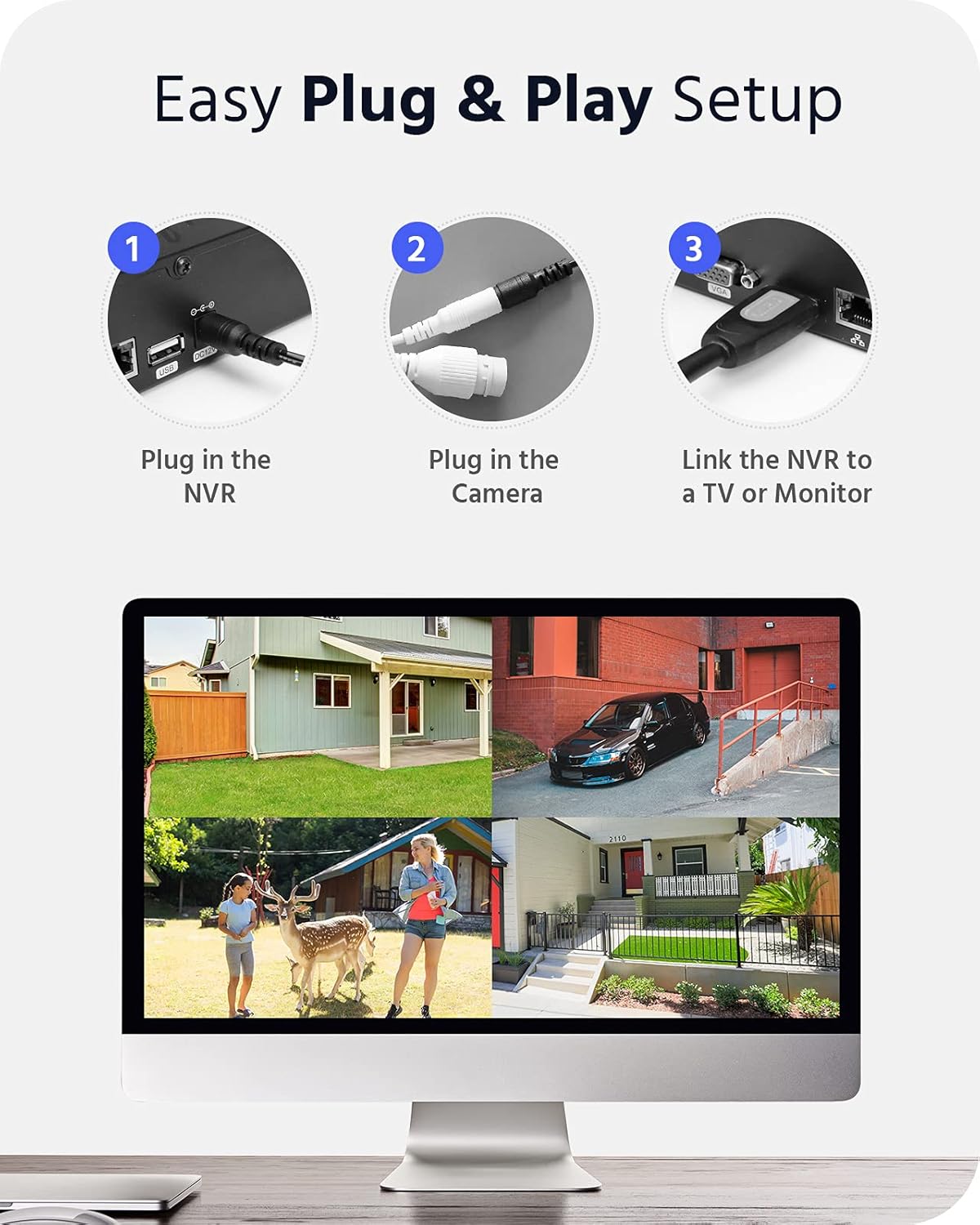 8CH Wireless Security Camera System with 1TB Hard Drive and 8 1440P Outdoor WiFi IP Cameras P7385