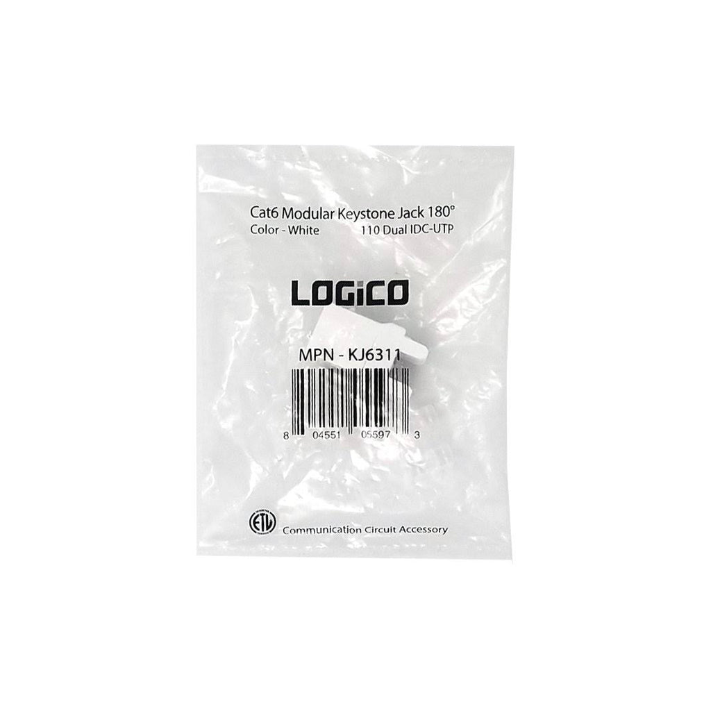 100 Pack Cat6 White Network Ethernet Keystone Jack 180 Degree I87154