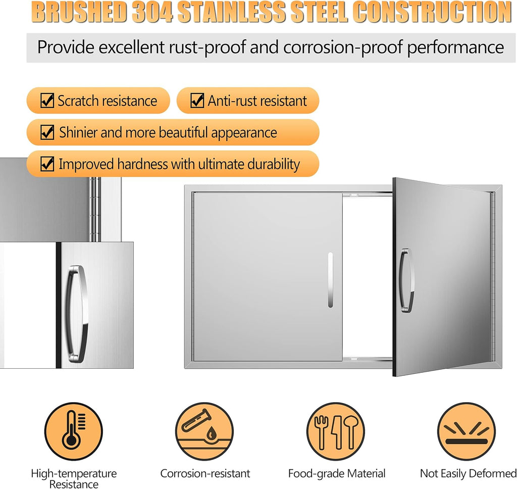 Outdoor Kitchen Doors 36W x 21H Stainless Steel Double Wall Construction Vertical Door Q234616