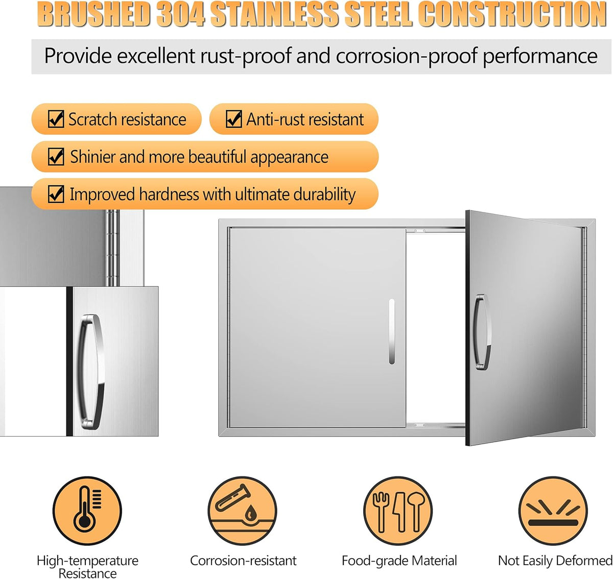 Outdoor Kitchen Doors 36W x 21H Stainless Steel Double Wall Construction Vertical Door Q234616