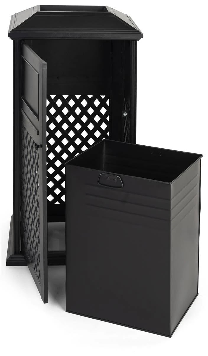 17 Gal Cast Aluminum Black Trash Receptacle F547864