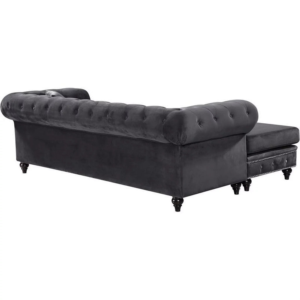 Gray Velvet Reversible Sectional E45996