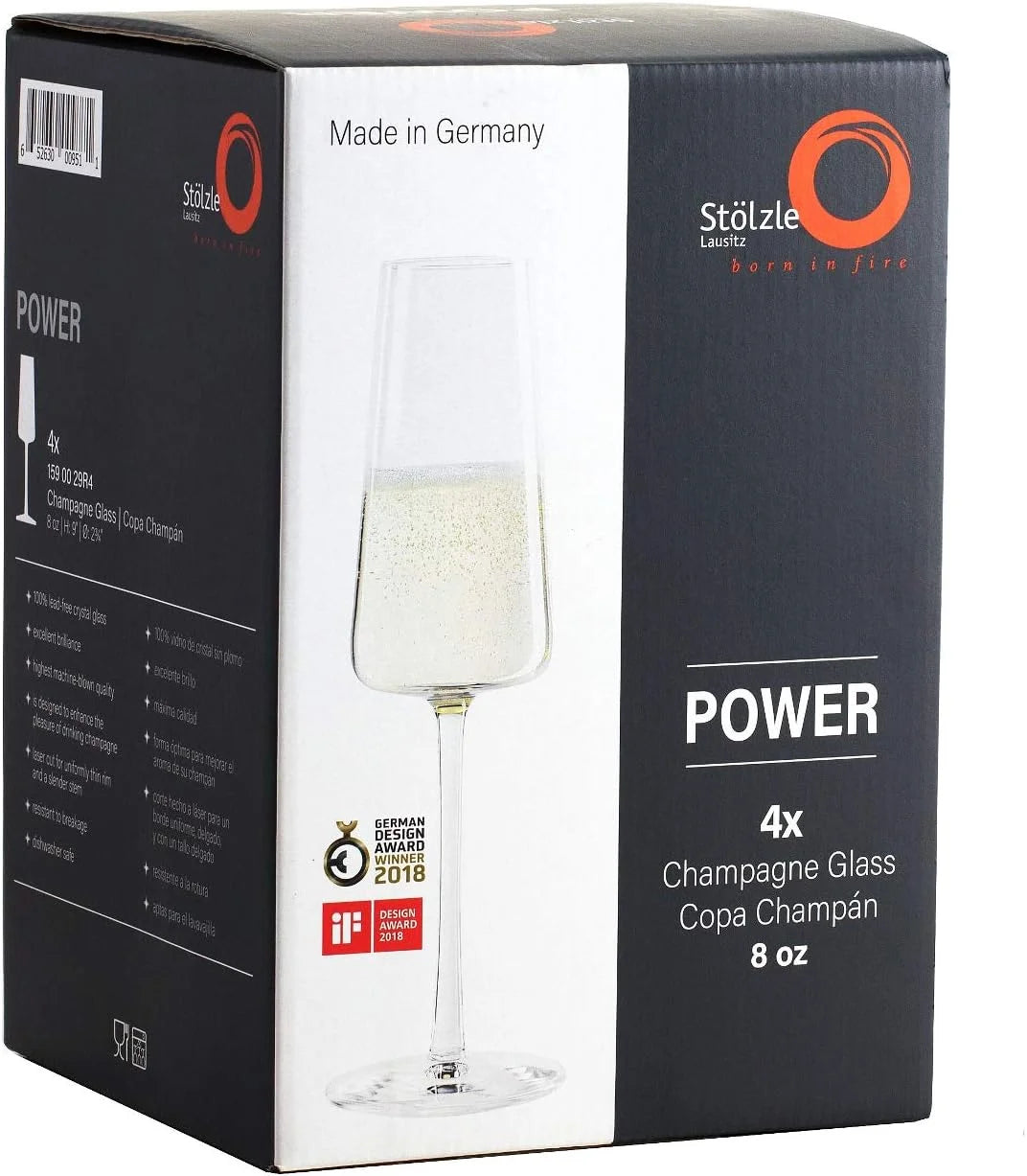 German Made Crystal Champagne Flute Glass Set Of 4 Y595418
