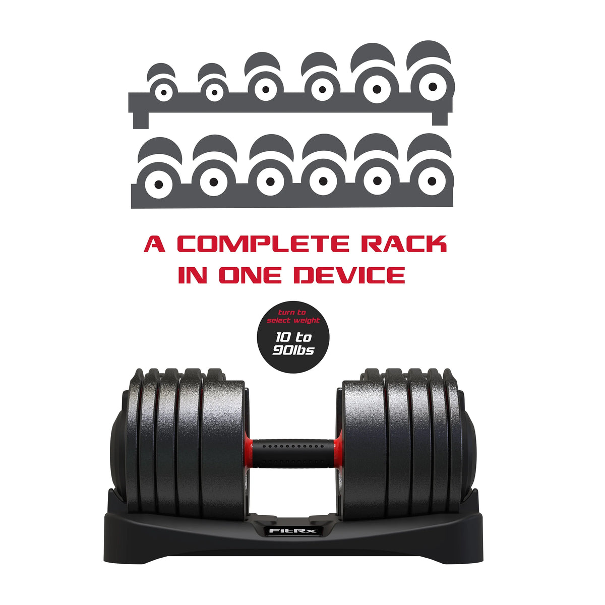 Adjustable Dumbbell 10-90 lbs Black Single Y7050