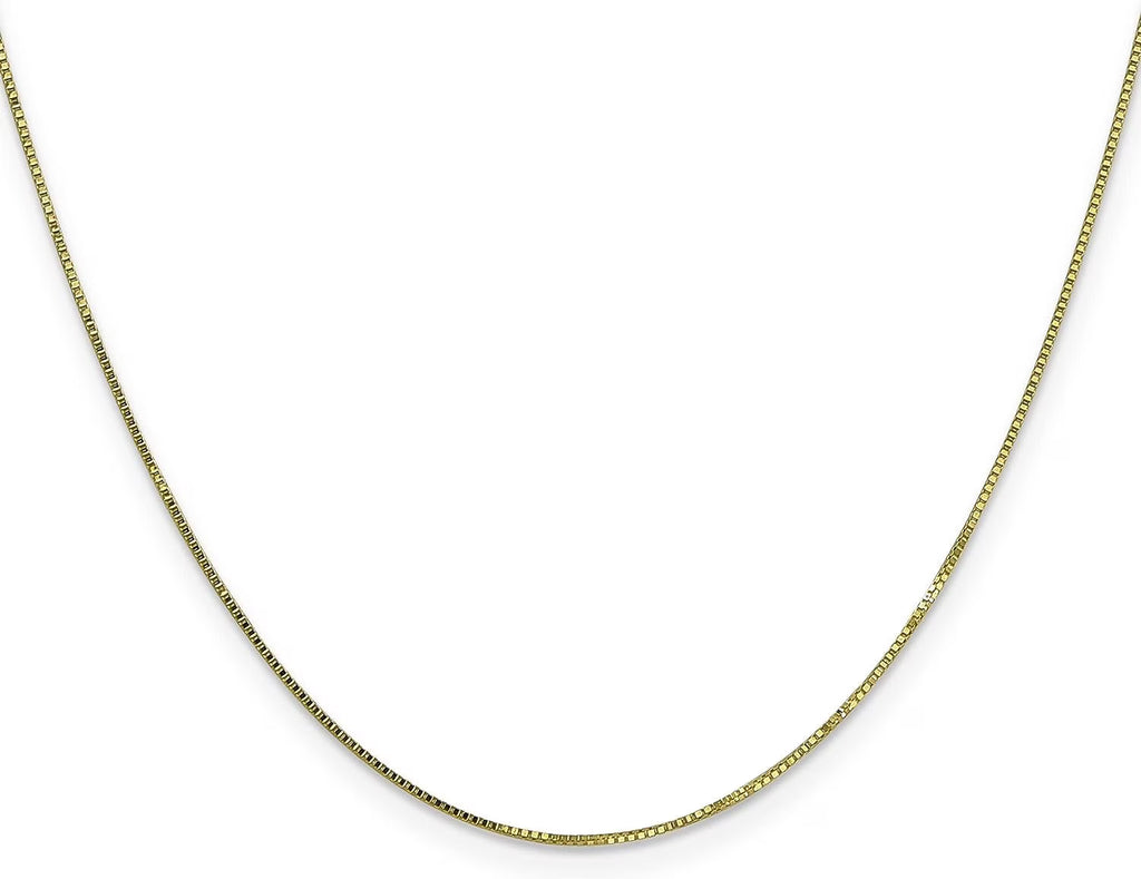 Solid 10k Yellow Gold 0.9mm Box Chain - 18" Q3033