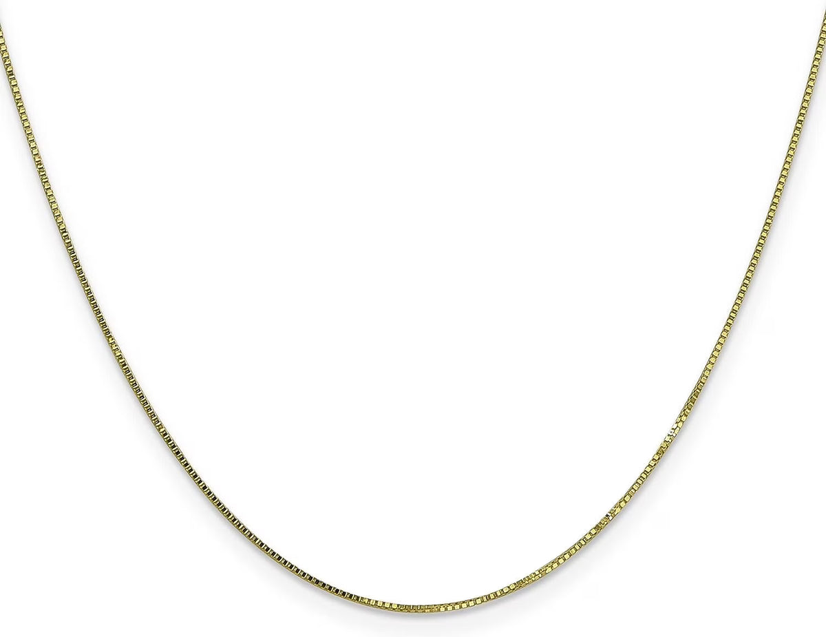 Solid 10k Yellow Gold 0.9mm Box Chain - 18" Q3033