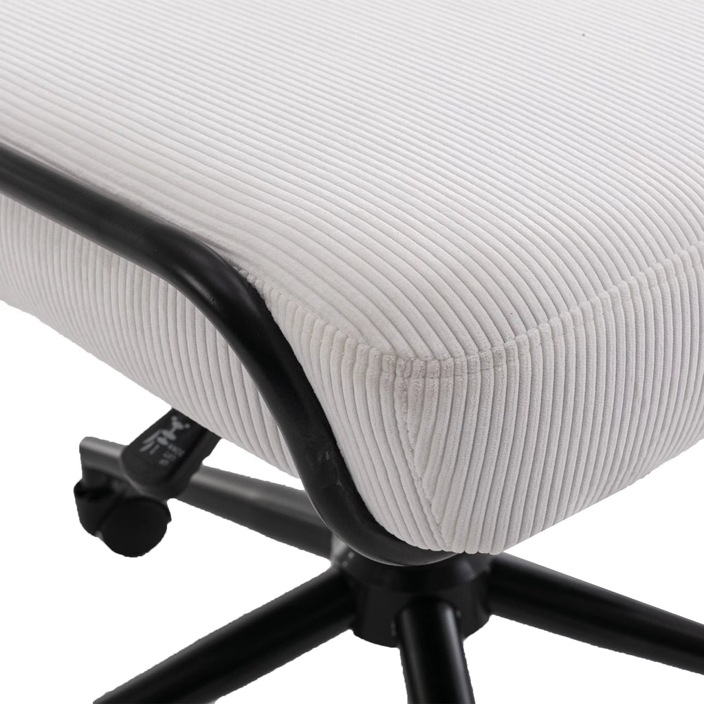 White Corduroy Adjustable Swivel Desk Chair P565