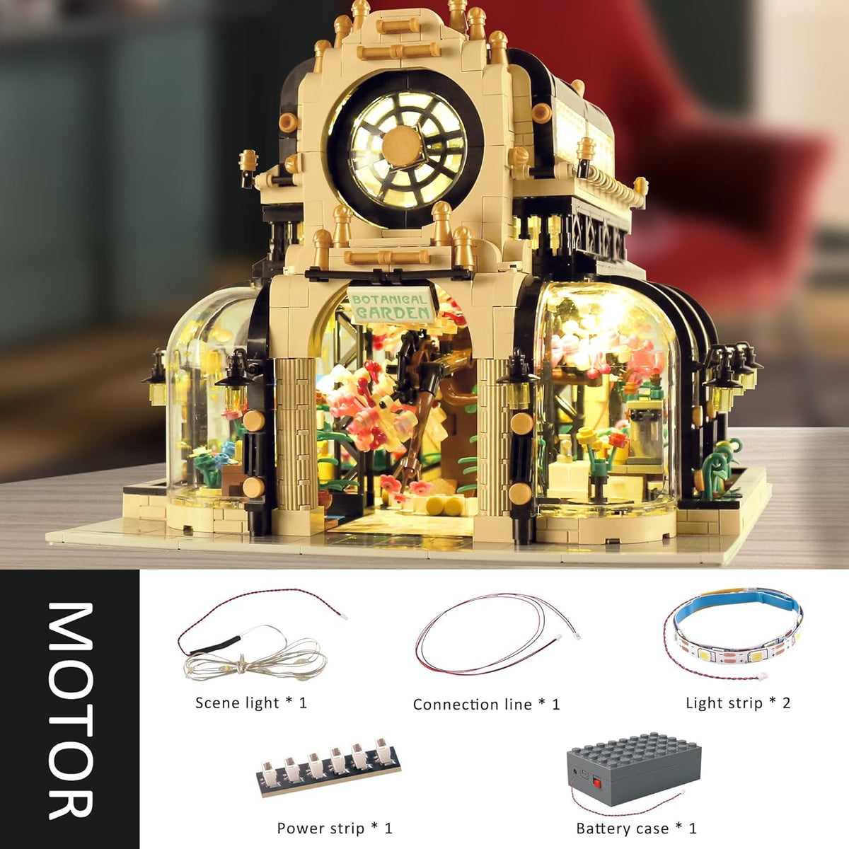 Plant Garden Building Kits Toy, MOC Building Blocks Botanical Garden with LED Lights, Streetview House Kit (2147 Pieces) V82714