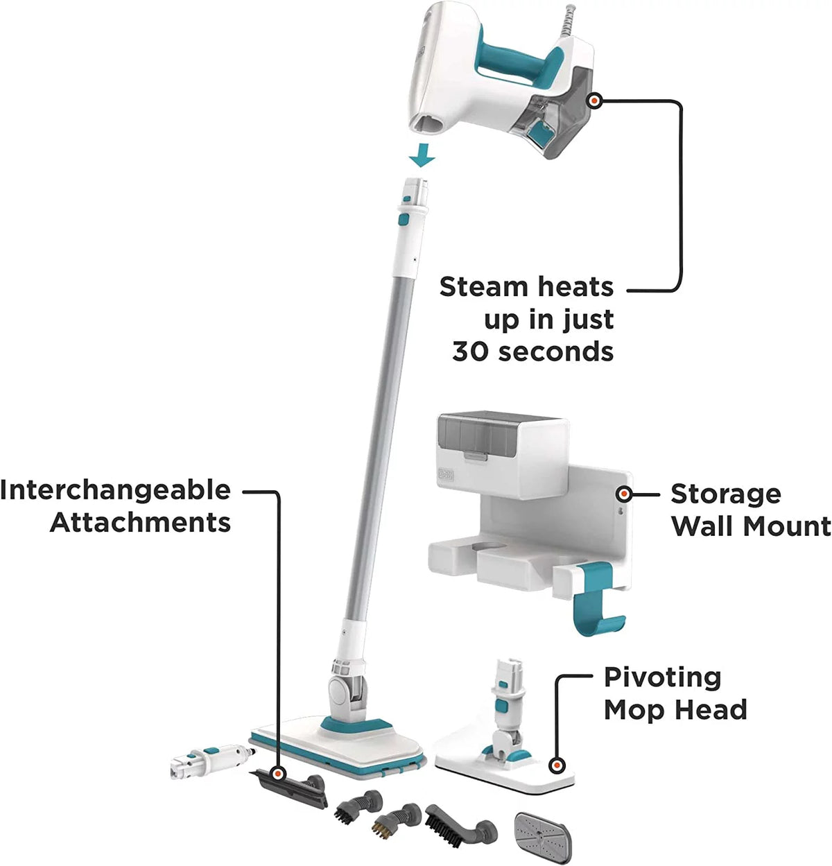 Multipurpose Steam Mop with 7 Attachments O423110