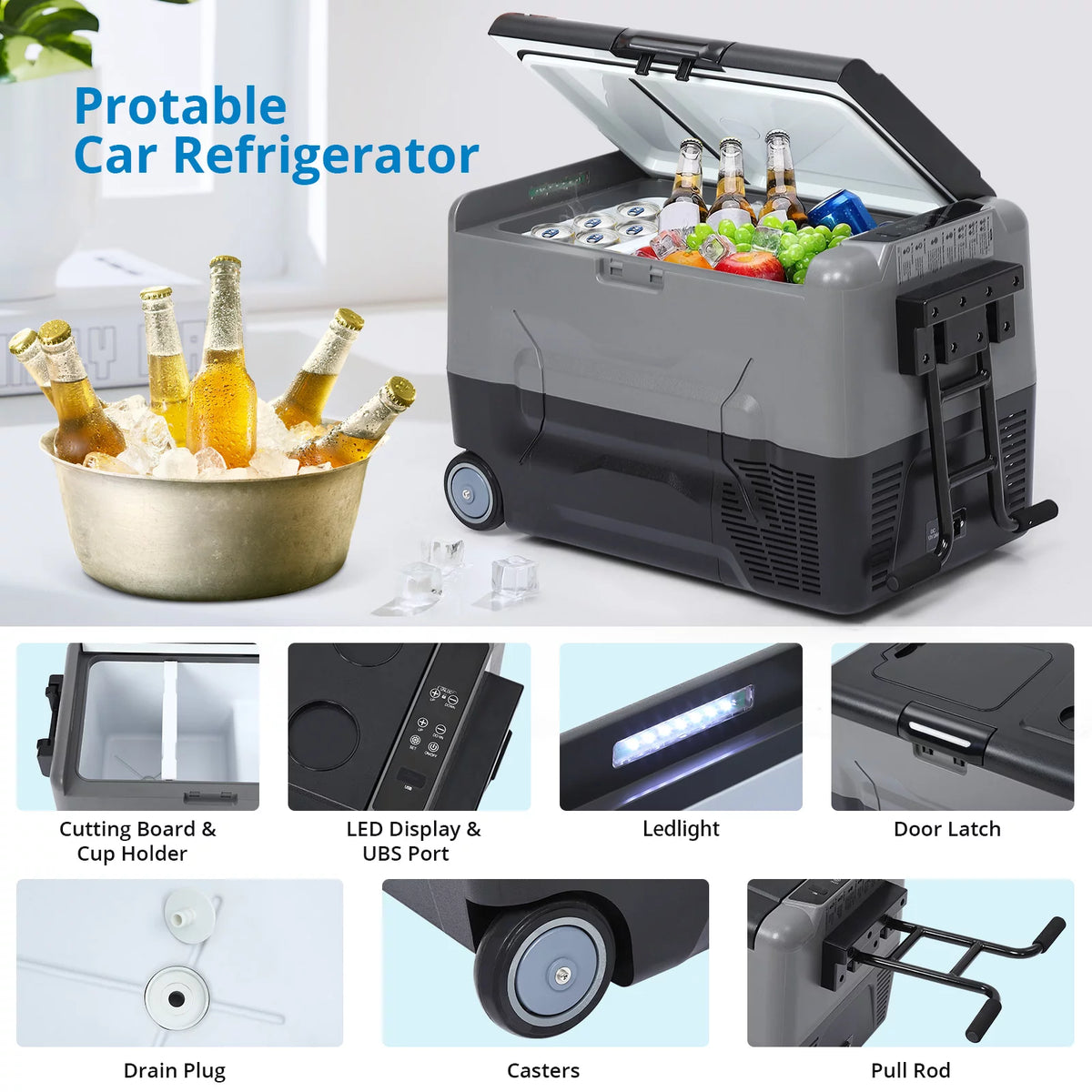 Portable Car Refrigerator 37Qt Dual Zones F6623
