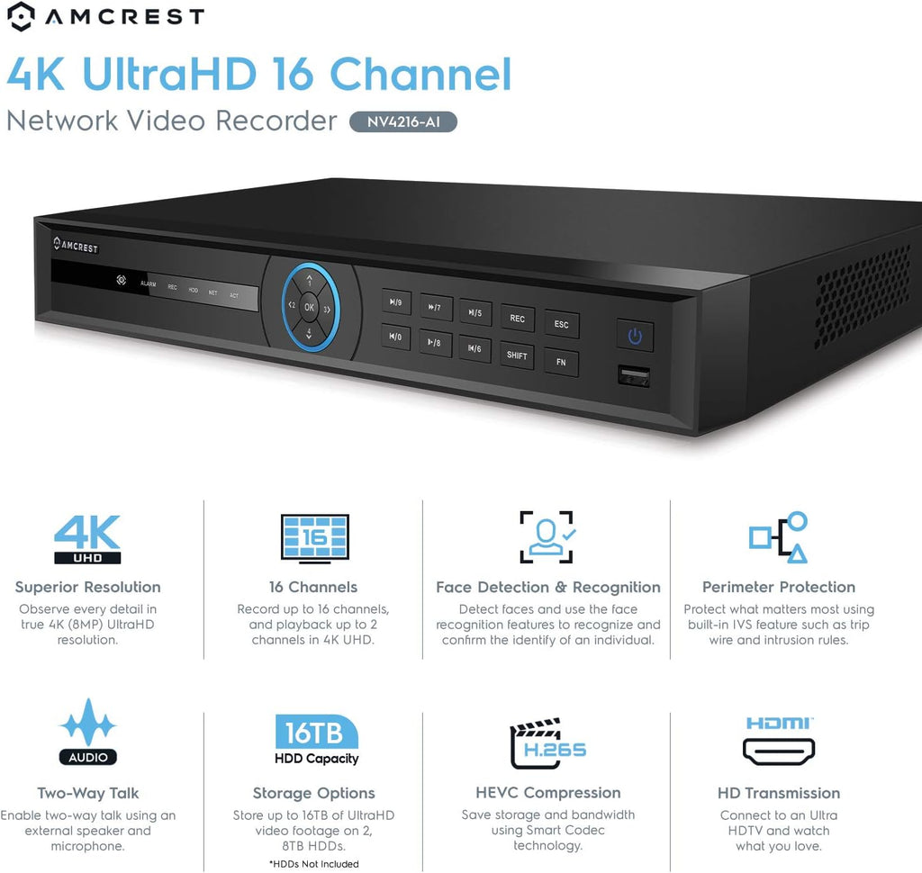 16CH 4K AI NVR with 16-Port PoE J7430