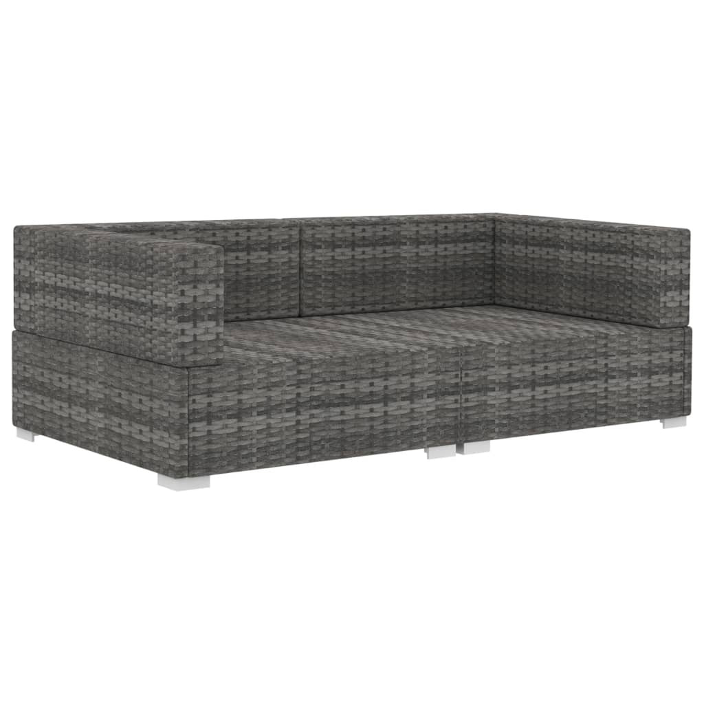 2 Piece Patio Sofa Set with Cushions Poly Rattan Gray A14254
