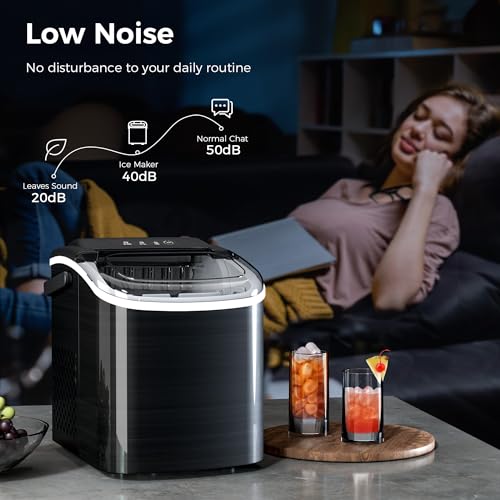Countertop Portable Ice Maker Machine with Handle, Black I8204