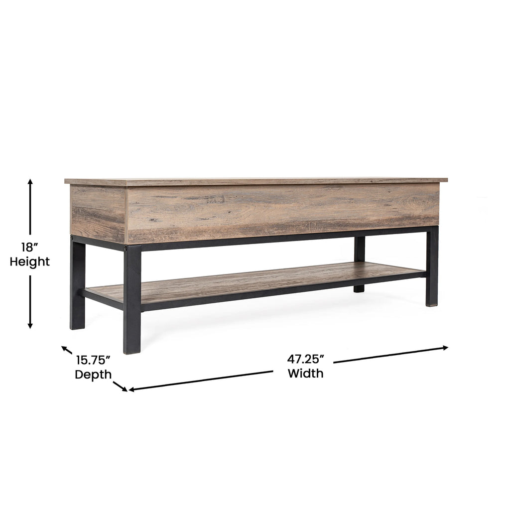 Rustic Farmhouse Entryway Bench with Storage Shelf A261
