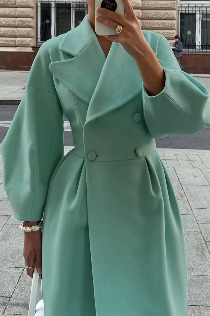 Solid Turndown Collar Outerwear E217455