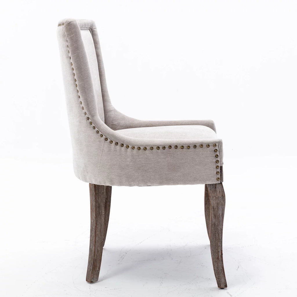 Beige Fabric Dining Chair Set of 2 H438