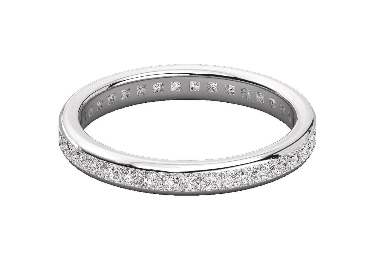 1.70MM Princess Cut Colorless Moissanite Eternity Band, 925 Silver R413036