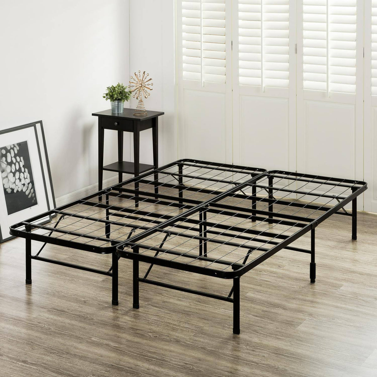 Black Steel Smart Base Bed Frame F3905