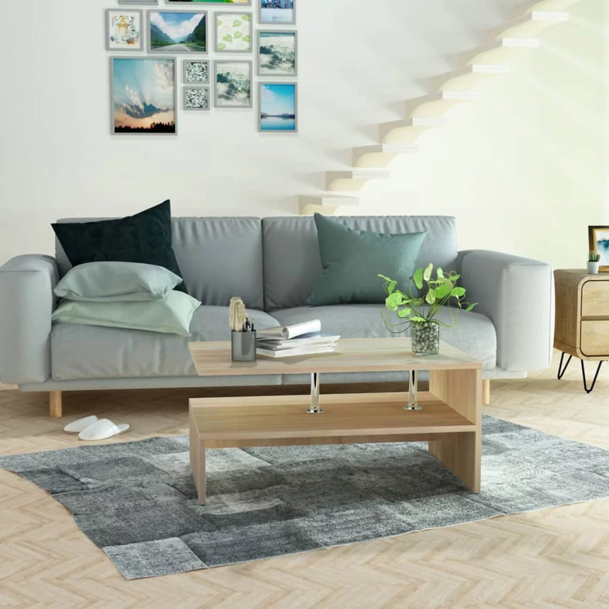 Oak Coffee Table with Storage Shelf U902