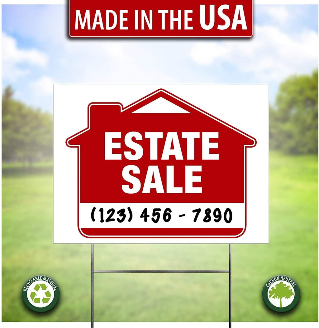 Estate Sale Signs (10 Pack) Double-Sided 24” x 18” with Heavy Duty Stakes M854989