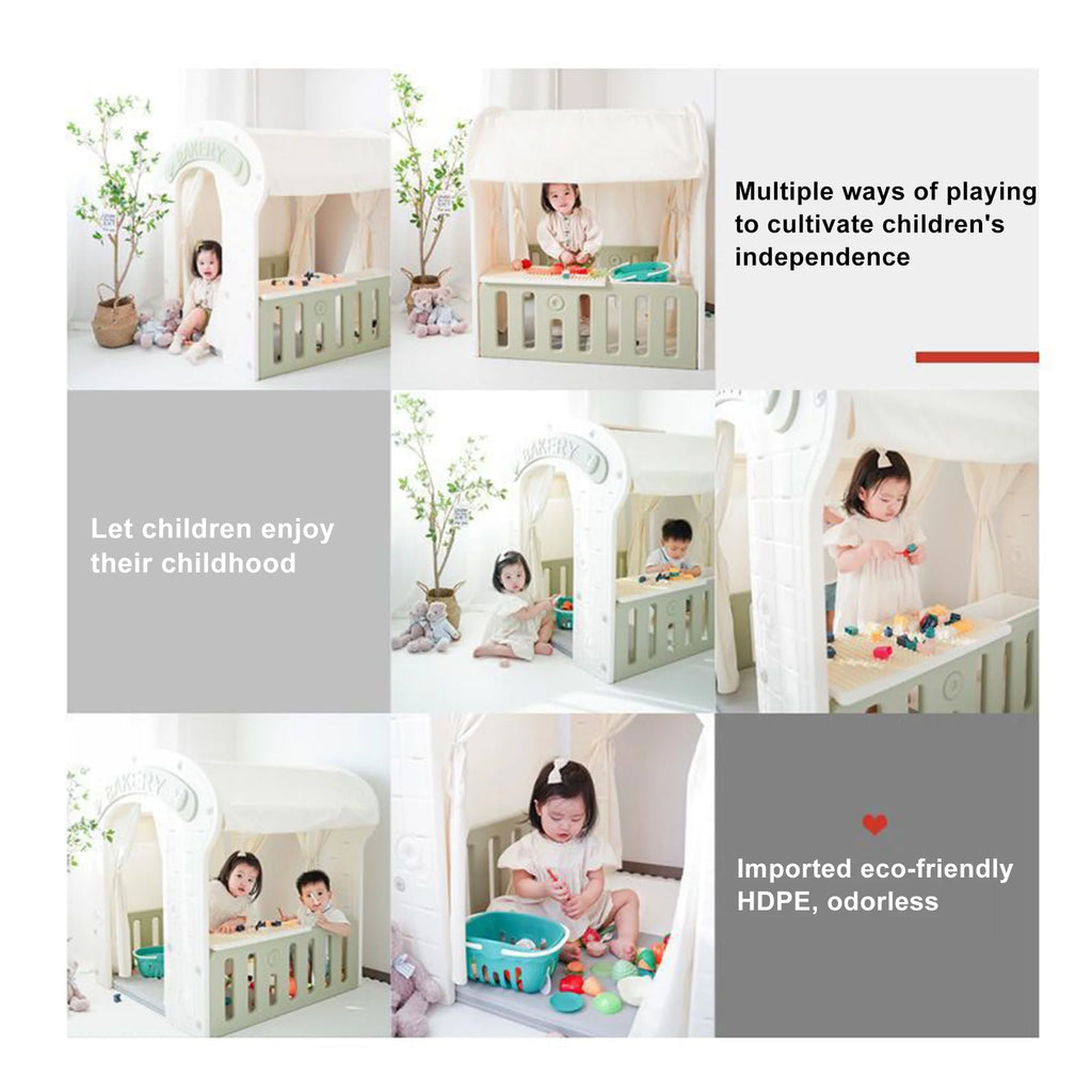 Kids Indoor/Outdoor Playhouse with Storage Box and Building Blocks Q940