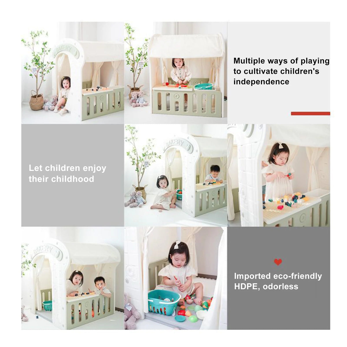 Kids Indoor/Outdoor Playhouse with Storage Box and Building Blocks Q940