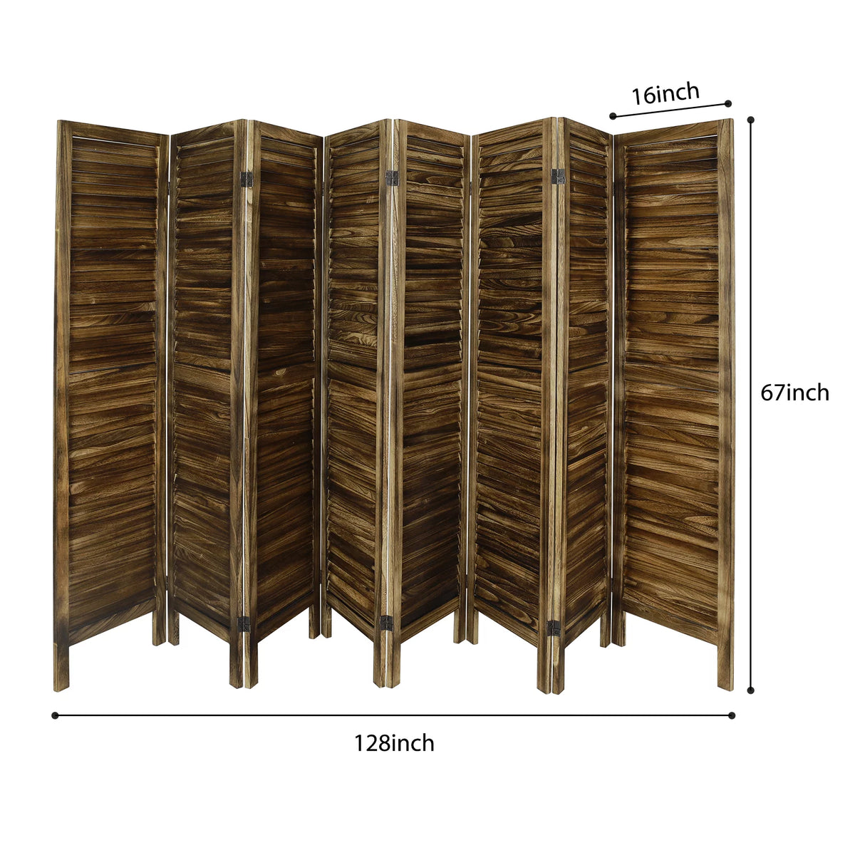8 Panel Folding Room Divider Privacy Screen 5.6Ft Tall Brown Y6201