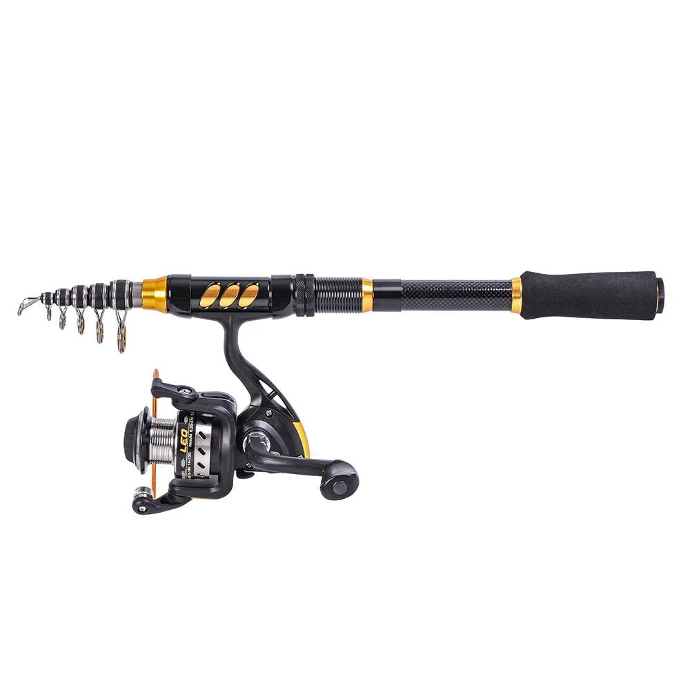 Carbon Fiber Telescopic Spinning Fishing Rod Reel Combo P495