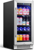 15 Beverage Refrigerator 80 Cans Glass Door Lock O790832