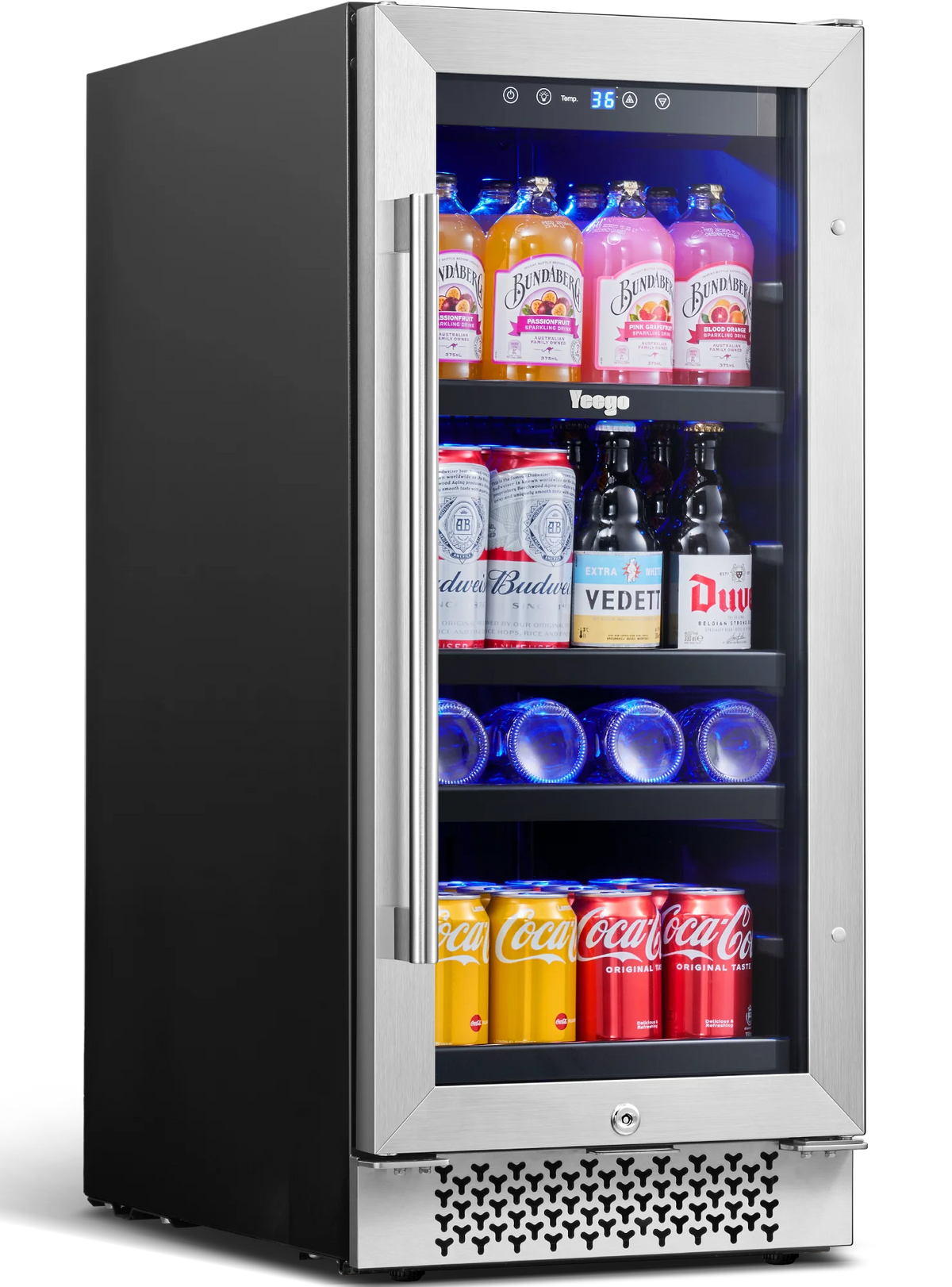 15 Beverage Refrigerator 80 Cans Glass Door Lock O790832
