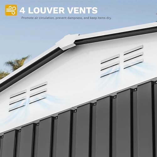 8x6ft Metal Outdoor Storage Shed with Window P433210