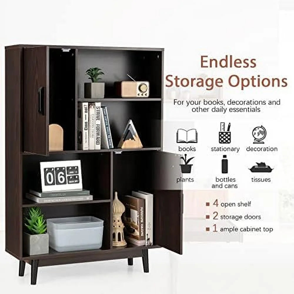 Cabinet with Legs 4-Tier Bookshelf E402