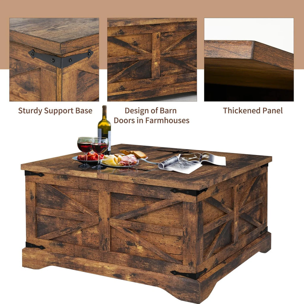 Square Wood Coffee Table with Storage Y99022