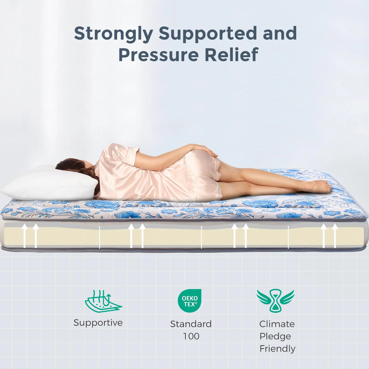 6 Extra Thick Foldable Japanese Floor Mattress, Black, Twin I1968