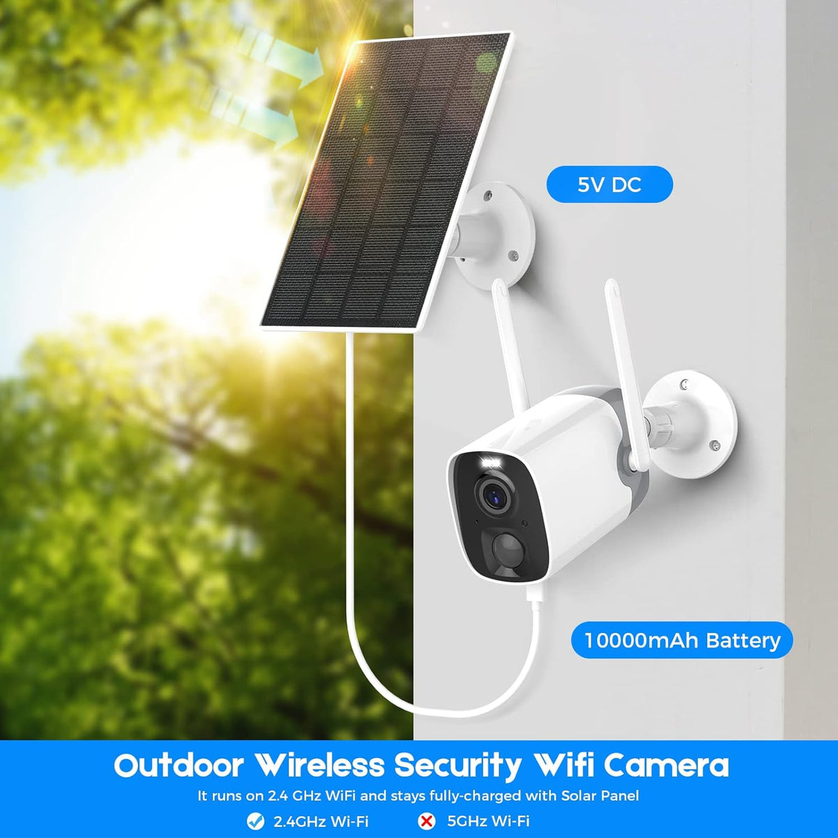 Solar Security Camera Wireless Outdoor 1080P WiFi D573242