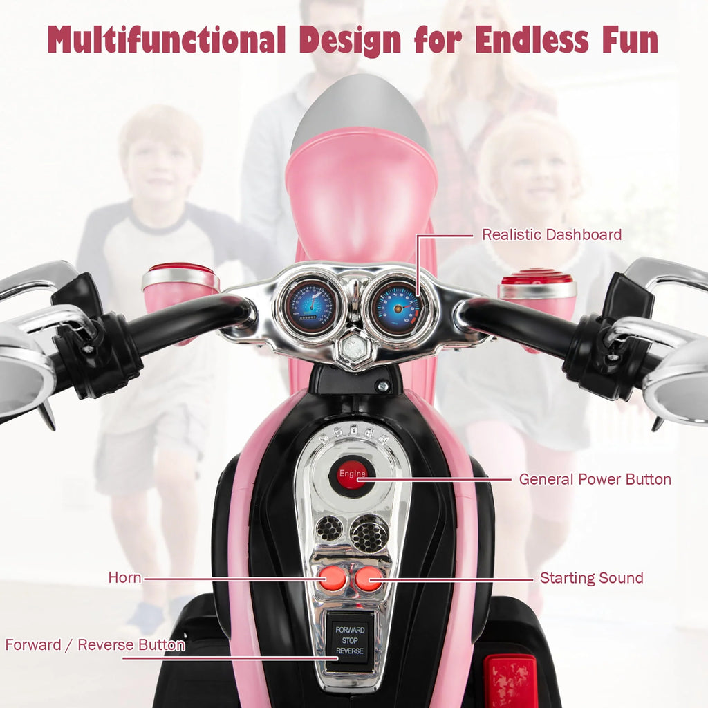 3 Wheel Kids Ride On Motorcycle 6V Battery Powered White Q178856