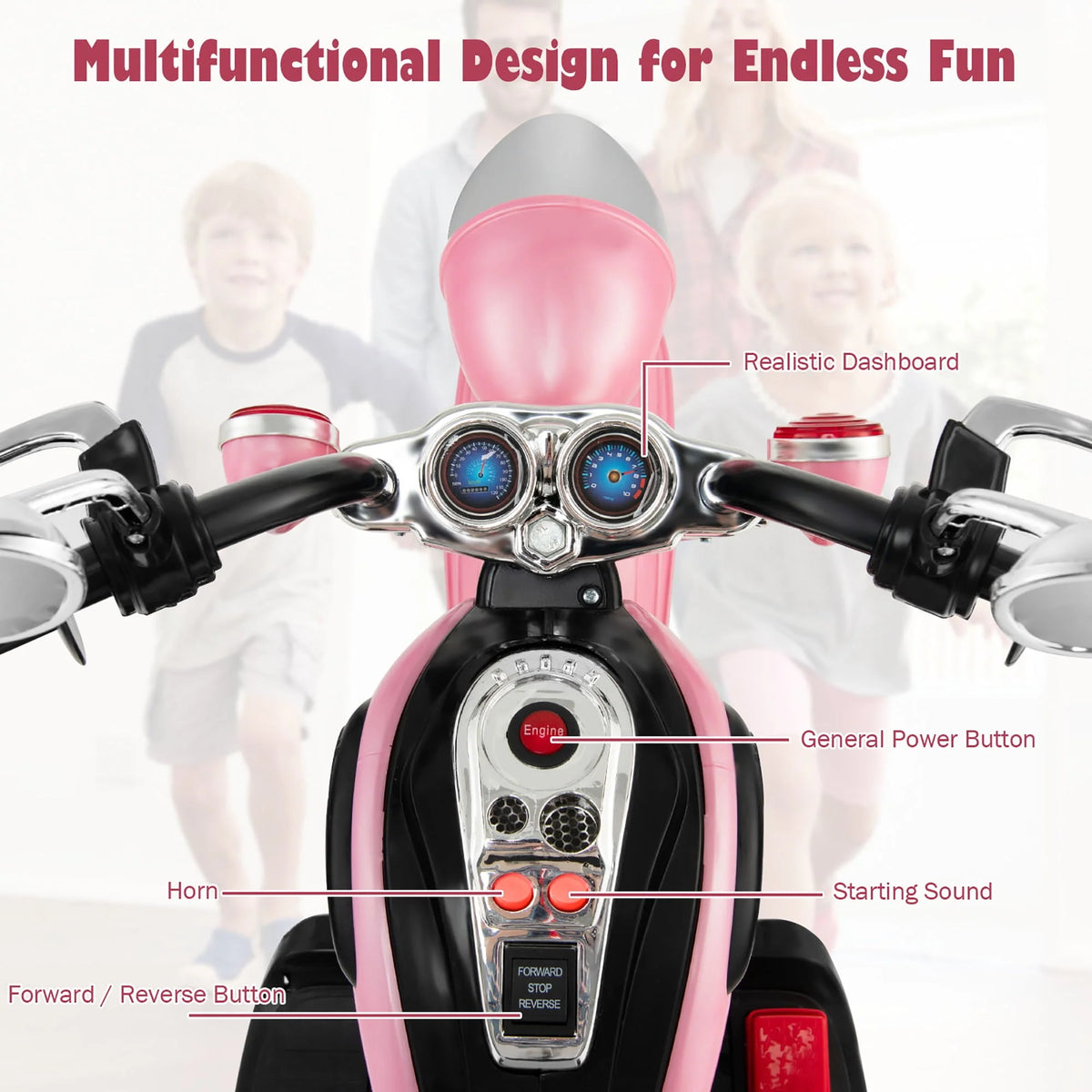 3 Wheel Kids Ride On Motorcycle 6V Battery Powered White Q178856