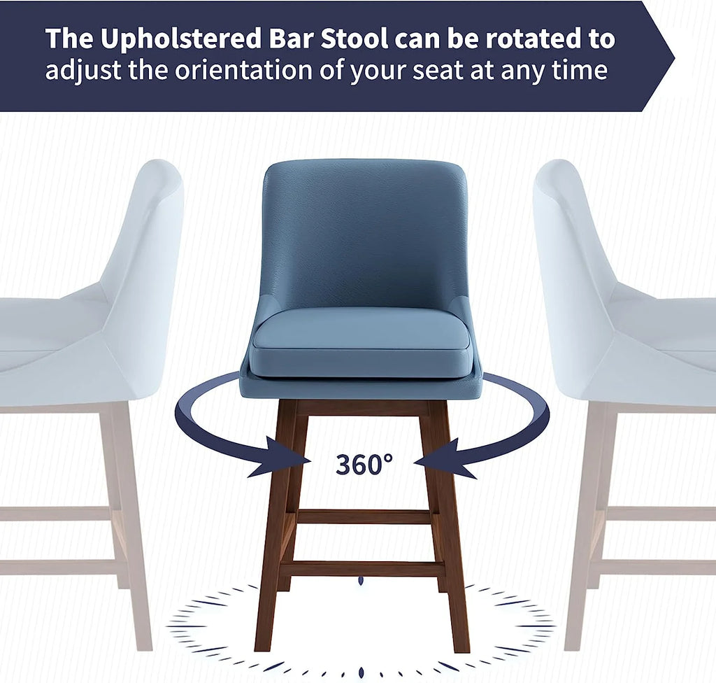 Blue 26" H Swivel Upholstered Bar Stools Set of 4 D9956
