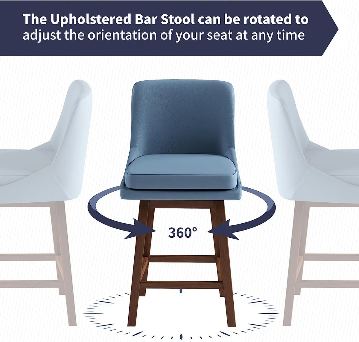 Blue 26" H Swivel Upholstered Bar Stools Set of 4 D9956
