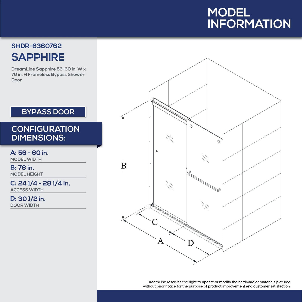 Semi-Frameless Bypass Shower Door in Chrome and Gray Glass I737