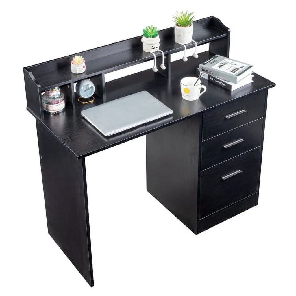 Black Wood Grain Three Drawers Computer Desk D159
