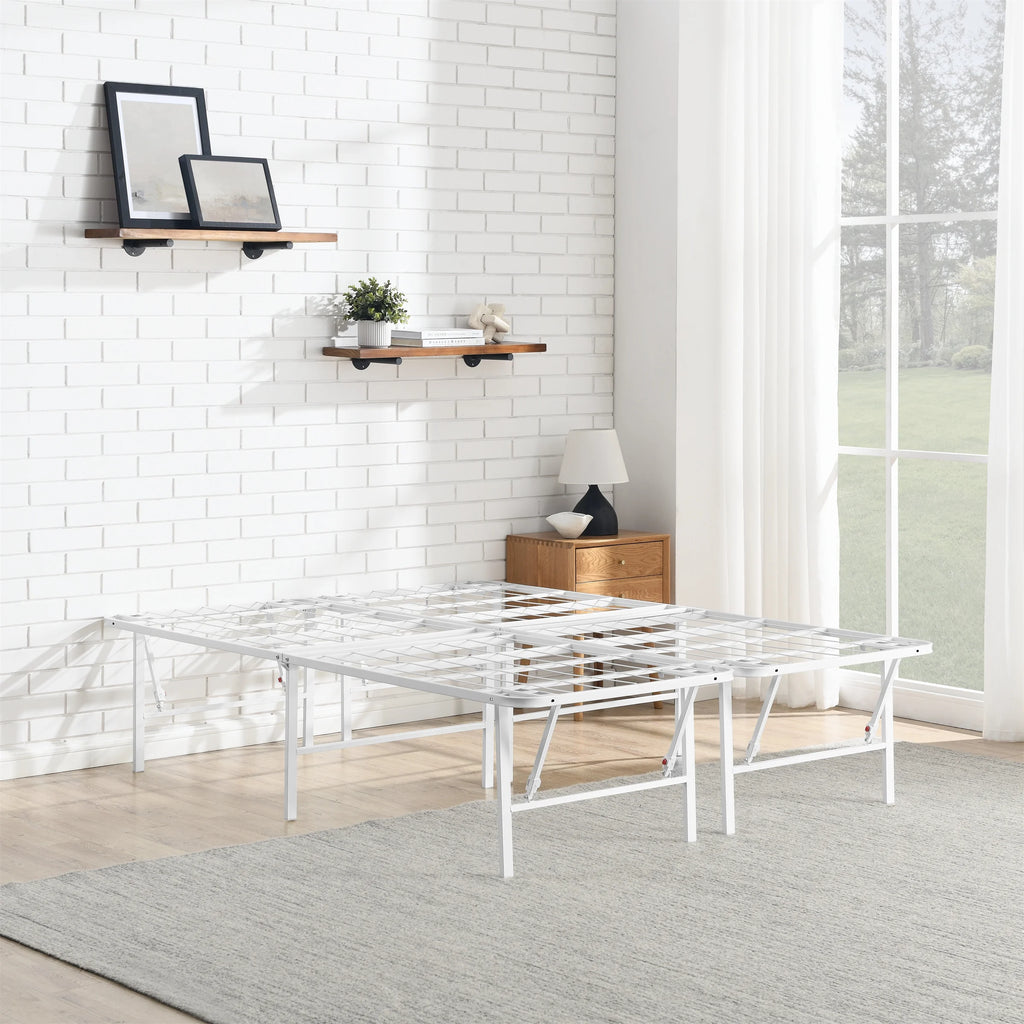 Foldable Steel Queen Platform Bed Frame, Black N324466