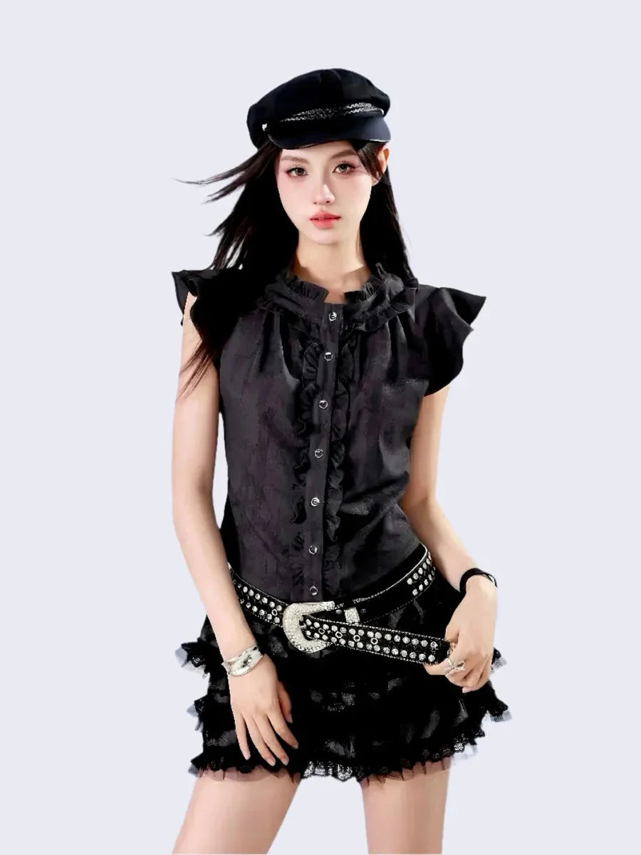 Ruffle Shirts Skirt Set X5826