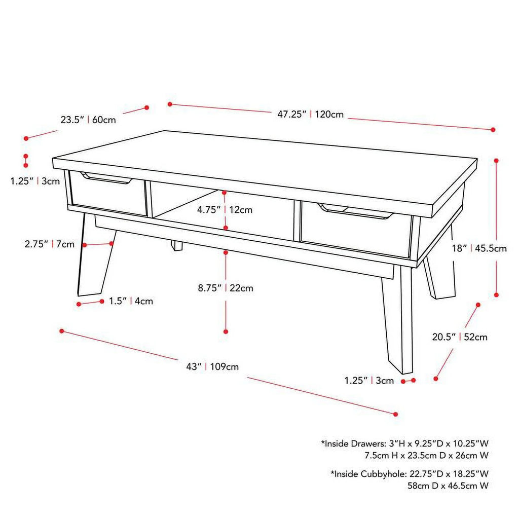 Dark Gray Engineered Wood Coffee Table with Drawers K36744
